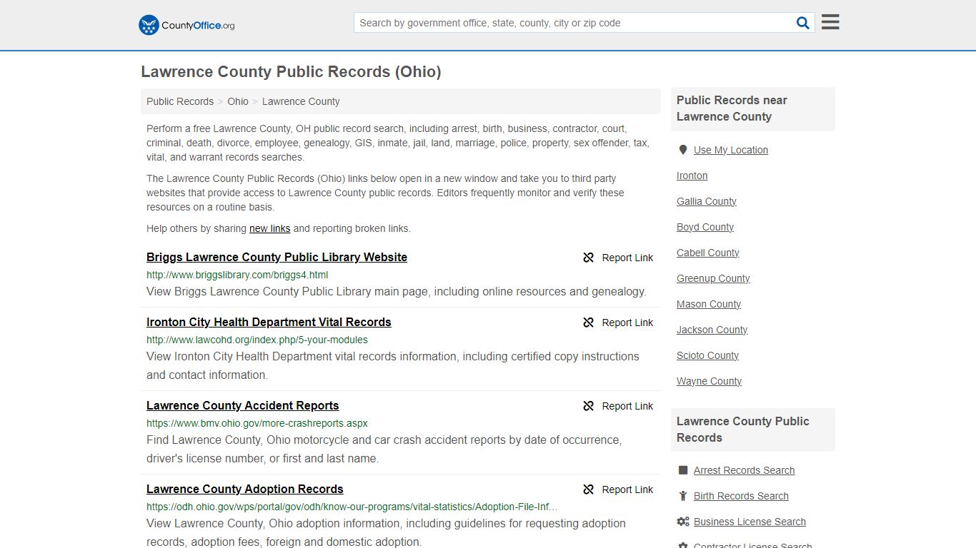 Public Records - Lawrence County, OH (Business, Criminal, GIS, Property ...