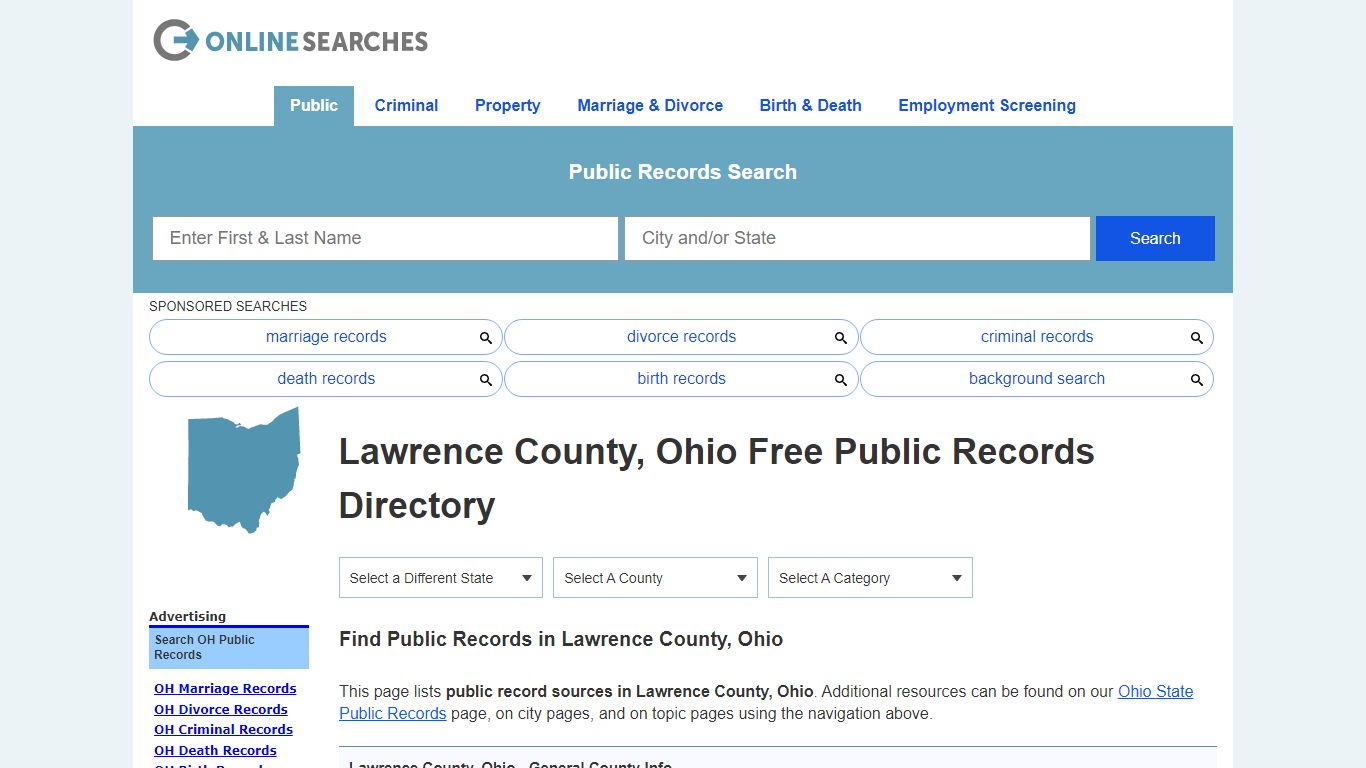 Lawrence County, Ohio Public Records Directory - OnlineSearches.com