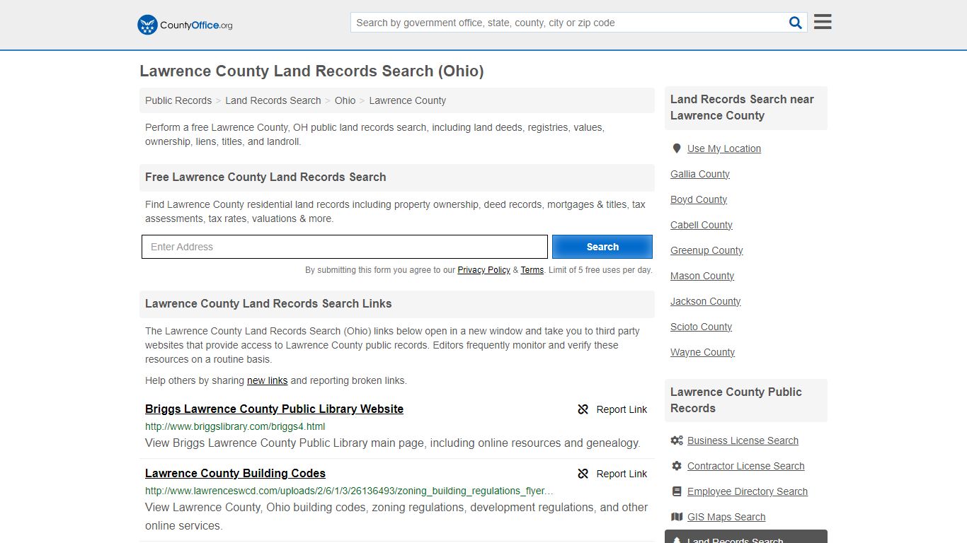 Lawrence County Land Records Search (Ohio) - County Office